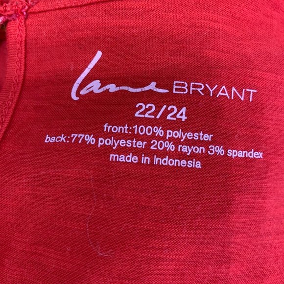 Lane Bryant 22 24 Blouse Tank Top Red Plus Size St - Picture 4 of 4